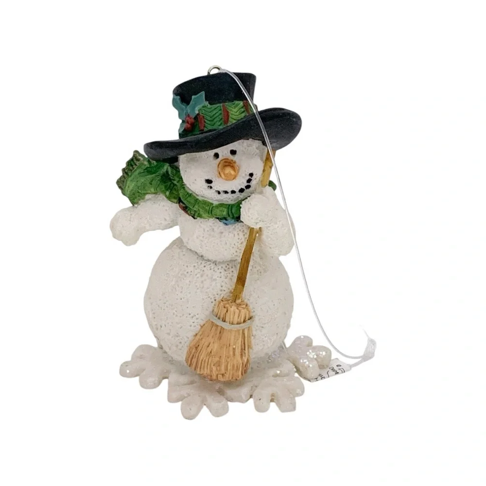 NWT Department 56 Snowman Ornament Top Hat Broom Vintage Classic Holiday Gift